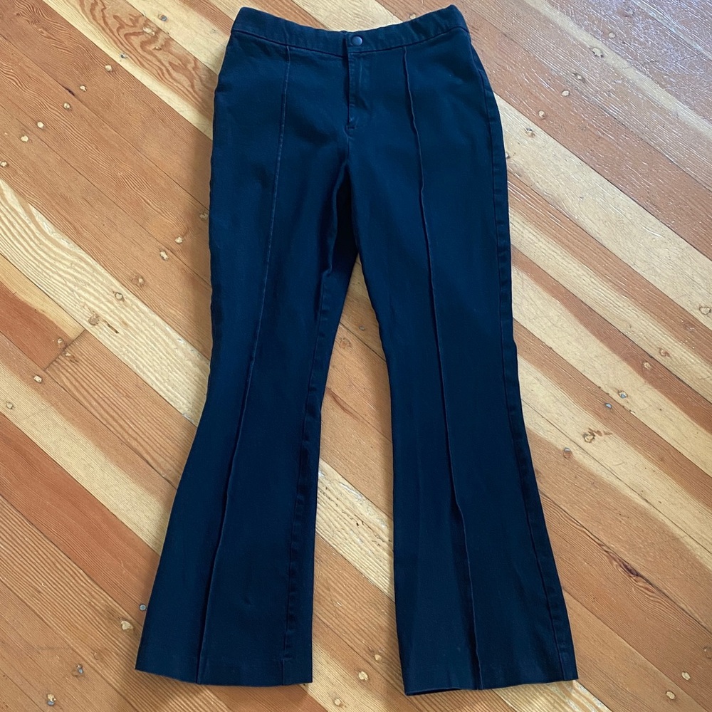 GAP‎ Pleat Front Flare Leg Stretch Twill Black Trouser Pants 8